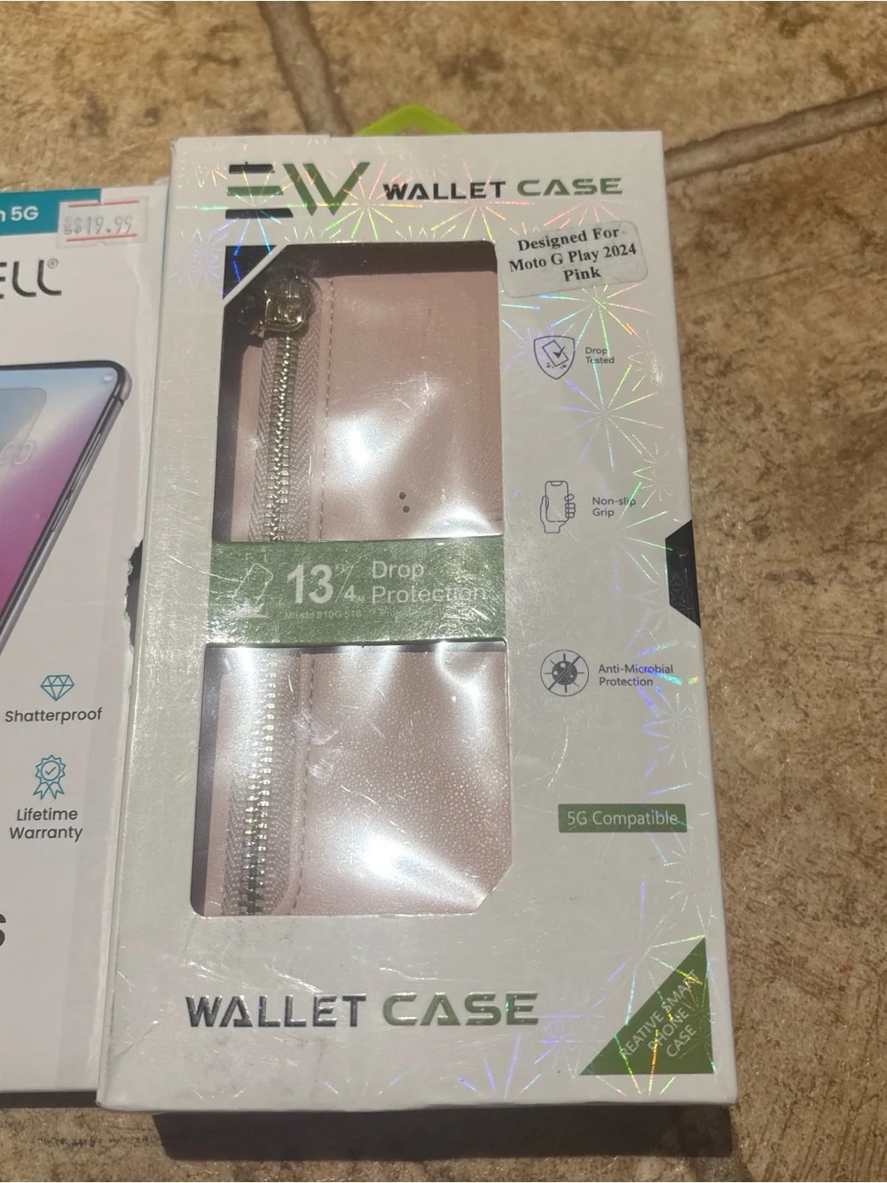 Set of 2 Wallet Case for Moto G Play 2021 - Pink tempered glass 5G